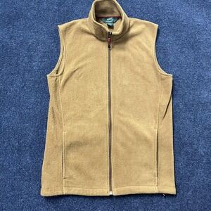 Woolrich Fleece Vest Mens Small Tan Full Zip Sleeveless Outdoor Hiking Casual